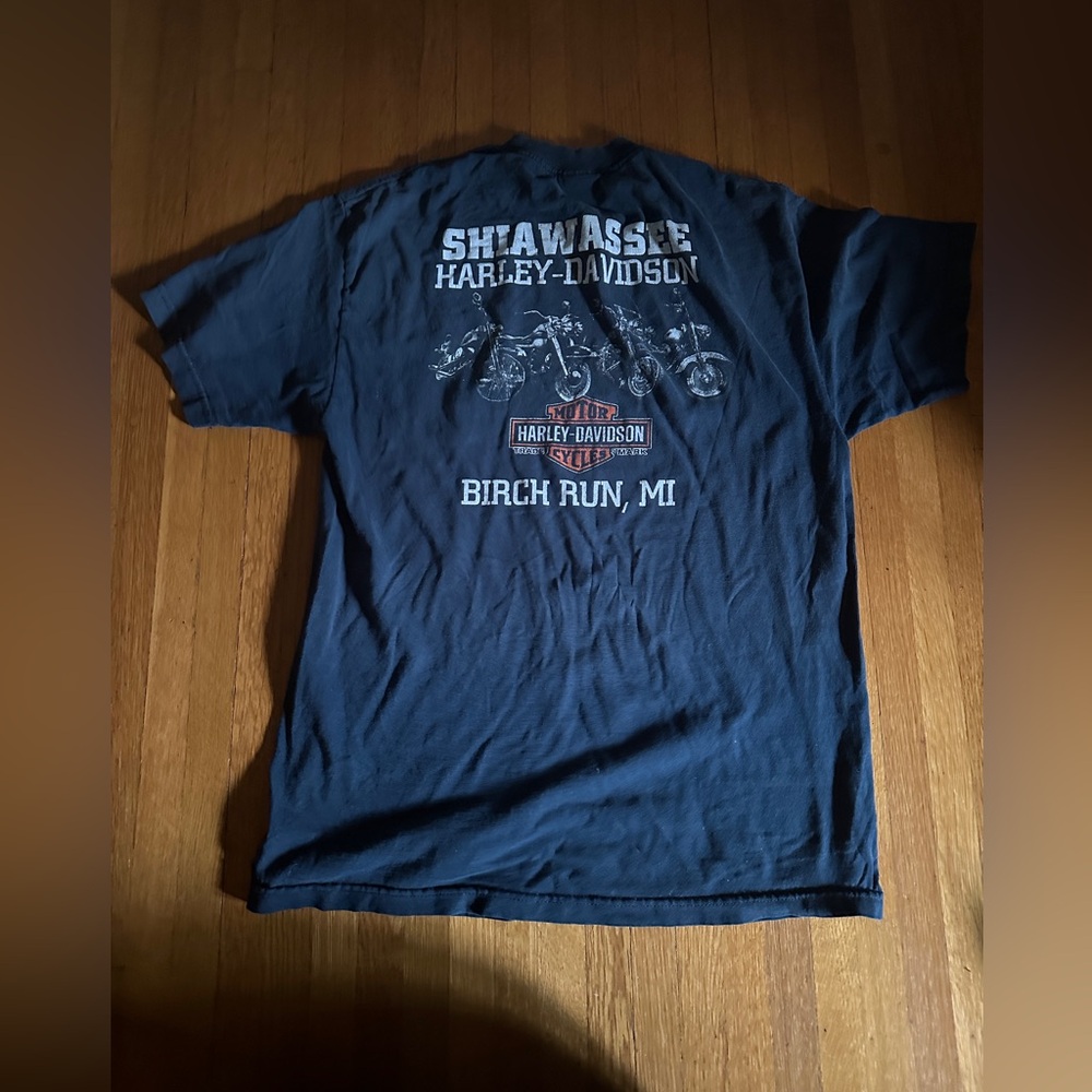 Harley Davidson Navy Shawassee Motorcycle T-Shirt, Size L